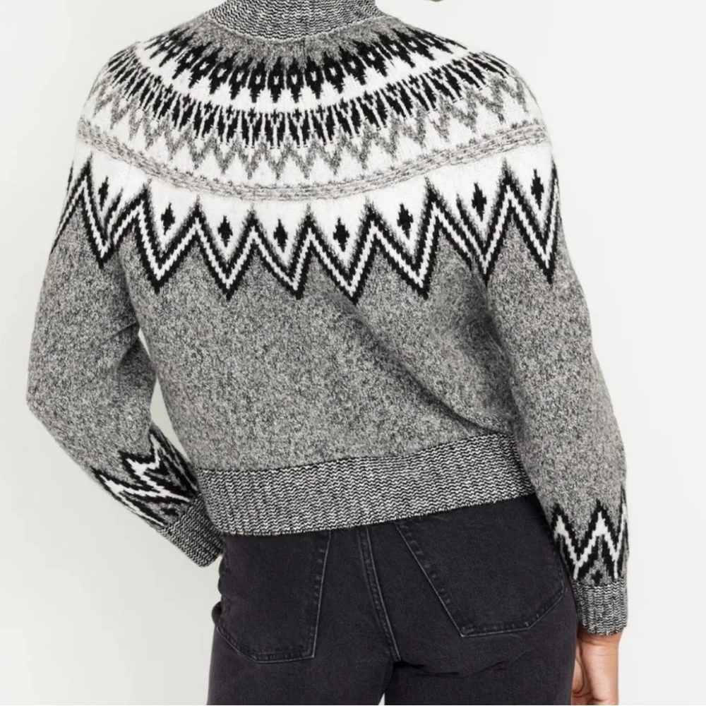 Old Navy Fair Isle Nordic Mock Neck Sweater Women S Gray - Picture 3 of 7